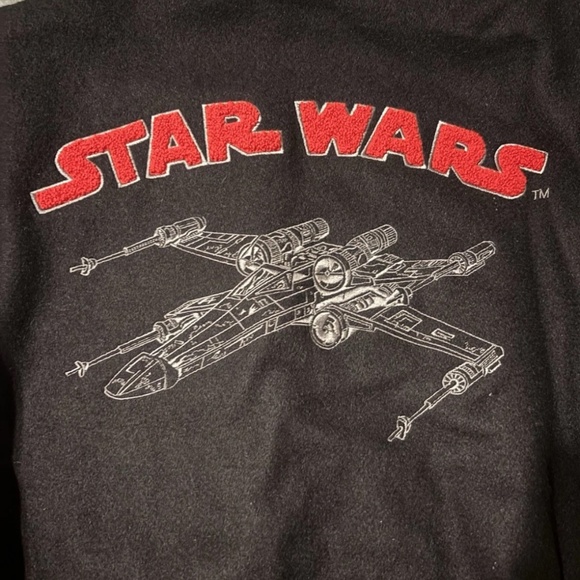 STAR WARS MILLENNIUM COLLECTION BOMBER JACKET, LEATHER WOOL SIZE L RARE VINTAGE - Picture 3 of 6